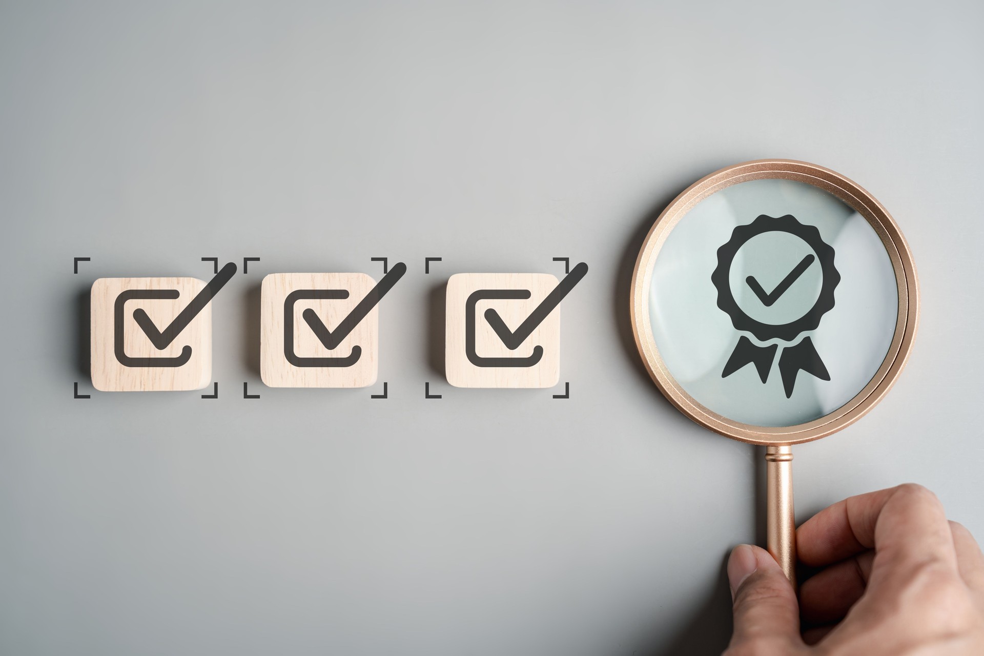 Checklist and assurance concept with approval mark, quality certification and compliance verification. financial audit, business standards, ISO certification, and risk management.