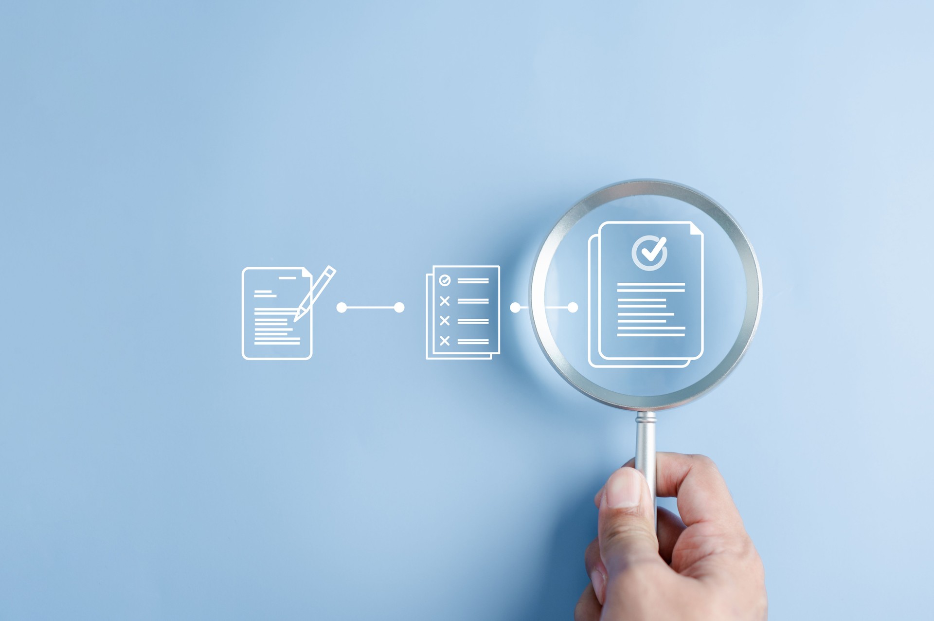 Data analysis quality check of document ai artificial intelligence process with technology processor to planning business information data, tech, network corporate concept.